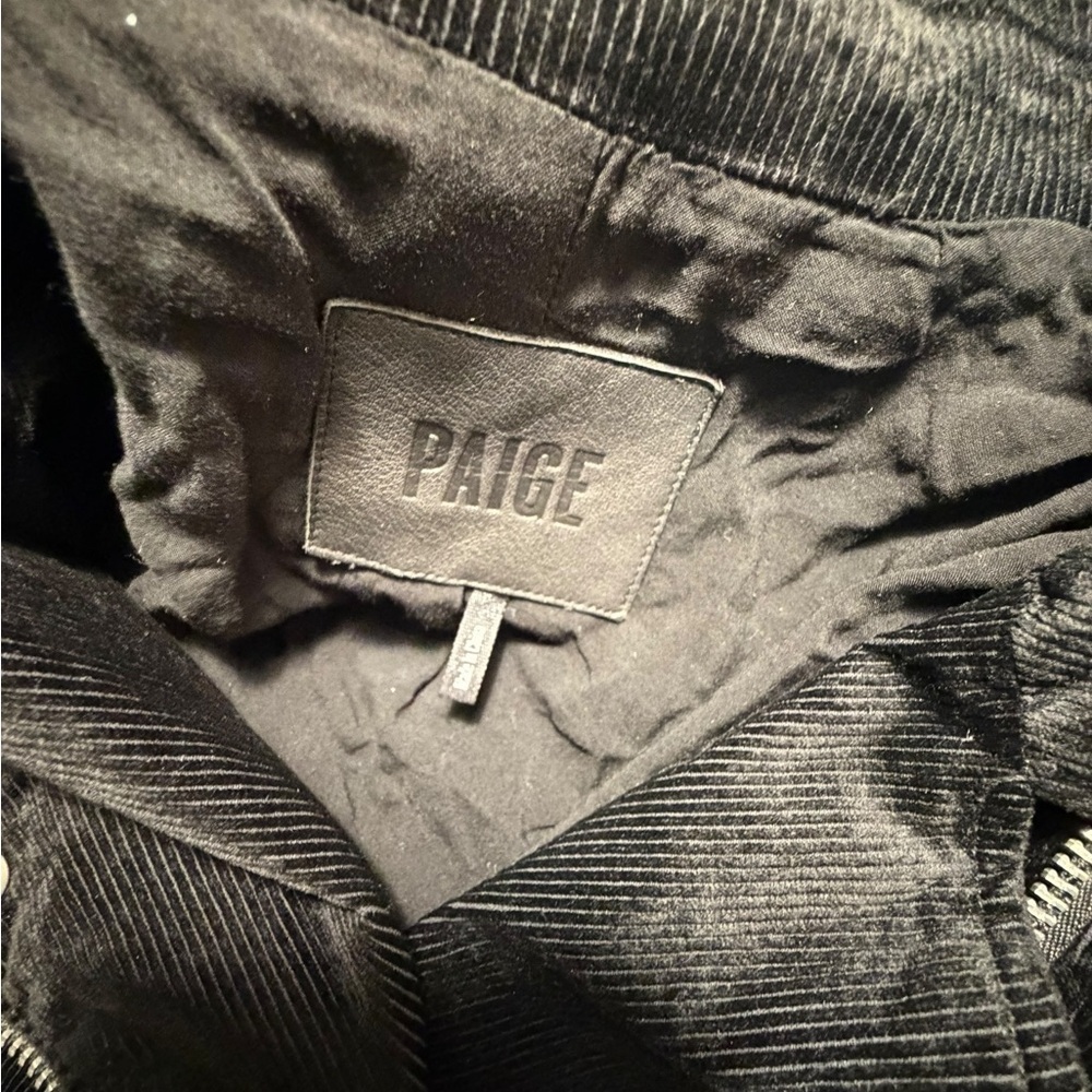Paige Women's Shanna Black Corduroy Velvet Moto Jacket Size XS - Picture 12 of 14